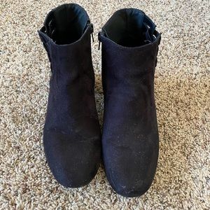 Black faux suede booties